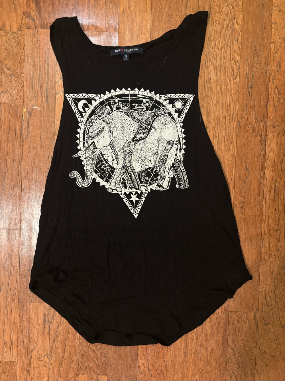 One Clothing Black Elephant Graphic Muscle Tank Top